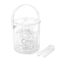 Huang Acrylic Double Wall Ice Bucket with Lid and Ice Tongs 1 1/2 Qt | Great for Home Bar, Chilling Beer, Champagne, Wine Bottle
