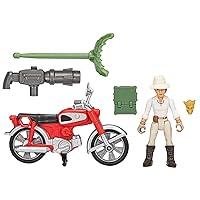 Indiana Jones Worlds of Adventure Helena Shaw Action Figure with Motorcycle Toy, 2.5-inch, Action Figures for Kids Ages 4 and Up