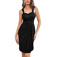 GRACE KARIN Women's Sweetheart Neck Sequin Lace Stitching Hip Cover Dress for Cocktail Pary Club