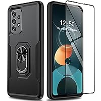 Oterkin for Samsung Galaxy A53 Case,A53 5G Case Military Grade Shockproof Protective Case with [360° Rotatable Ring Kickstand] [Tempered Glass Screen Protector] Heavy Duty Case for Samsung A53-Black