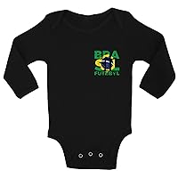 Awkward Styles Brazil Soccer Baby Bodysuit Long Sleeve Baby Brazil One Piece