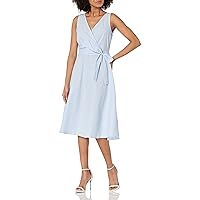 Tommy Hilfiger Women's Sleeveless Knee-Length Fit and Flare Novelty, BLU/Ivory