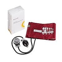 LUMEON Deluxe Aneroid Sphygmomanometer, Blood Pressure with Cuff, Pocket Size, Burgundy, Adult Large, 1 Count