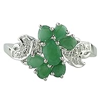 Sakota Emerald Oval Shape Natural Non-Treated Gemstone 14K White Gold Ring Engagement Jewelry for Women & Men