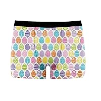 Funny Happy Easter Mens Boxer Briefs Breathable Underwear Fly Front with Pouch Colorful Egg Print Undershorts 2024
