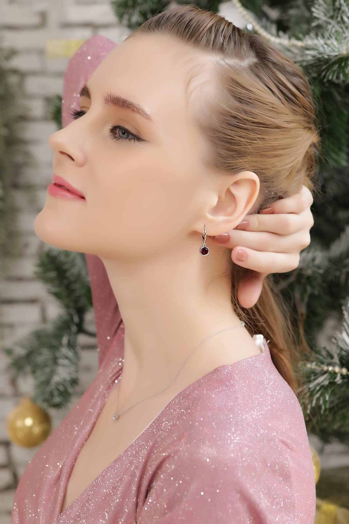 Earrings for Women, Birthstone Earrings, Genuine or Synthetic Gemstone Earrings, 6mm Round Bezel Set Leverbacks, Dangle Earrings for Women, Sterling Silver Earrings or Gold Flash Silver Earrings