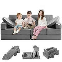 VEVOR Play Couch, 15pcs Modular Couch, Toddler Foam Sofa Couch with High-Density 25D Sponge for Playing, Creativing, Sleeping, Imaginative Kids Furniture for Bedroom and Playroom