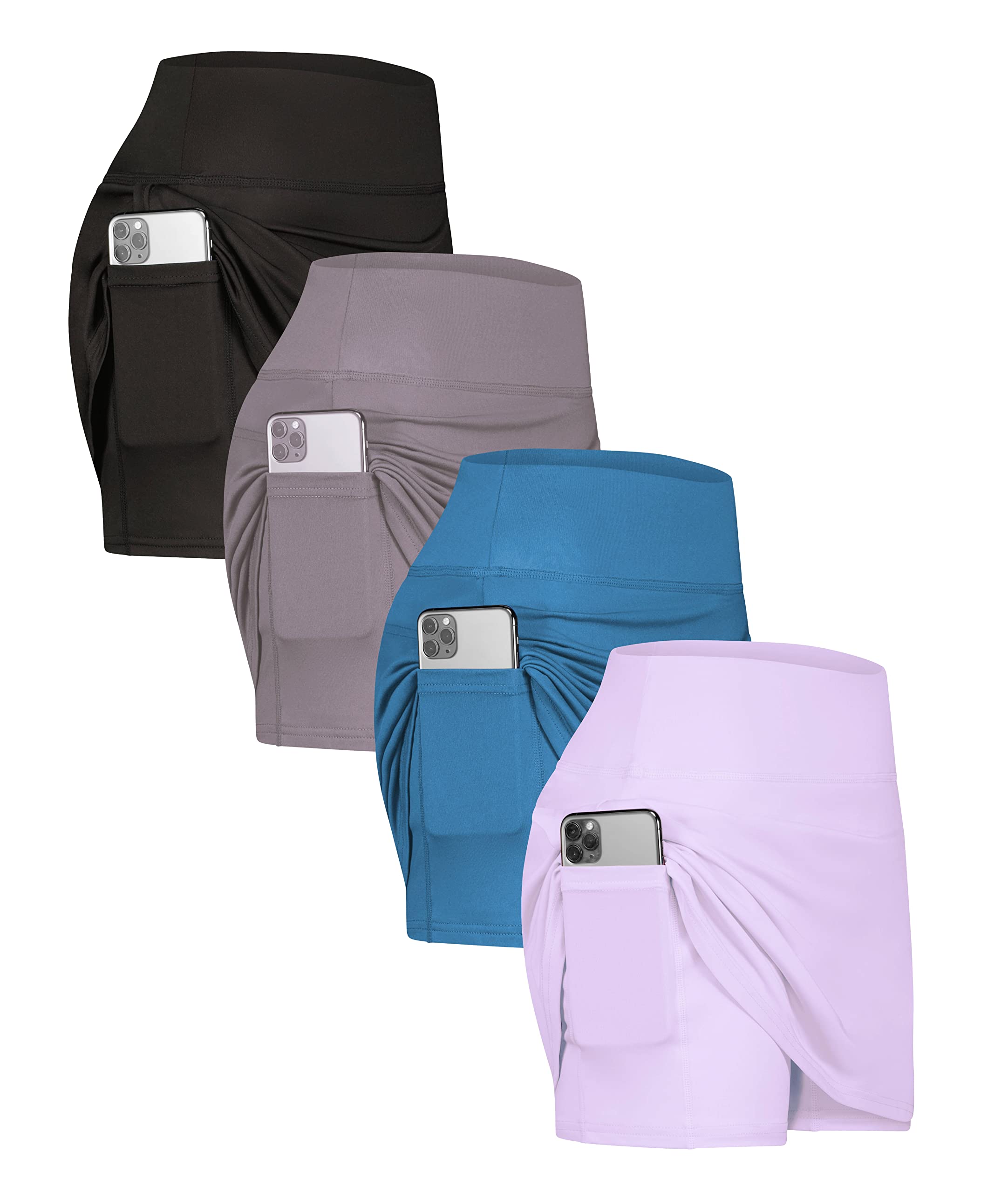 Real Essentials 4 Pack: Women's Active Skort Lightweight Comfy & Breathable Tennis Golf Skirt (Available in Plus Size)