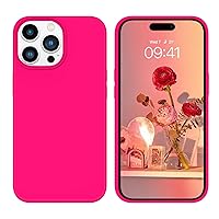 YINLAI Case for iPhone 15 Pro Max 6.7-Inch, Cute Neon Barbie Pink Liquid Silicone Gel Rubber Phone Cover [Soft Microfiber Lining Anti-Scratch] Slim Women Girls Shockproof Protective Case, Hot Pink