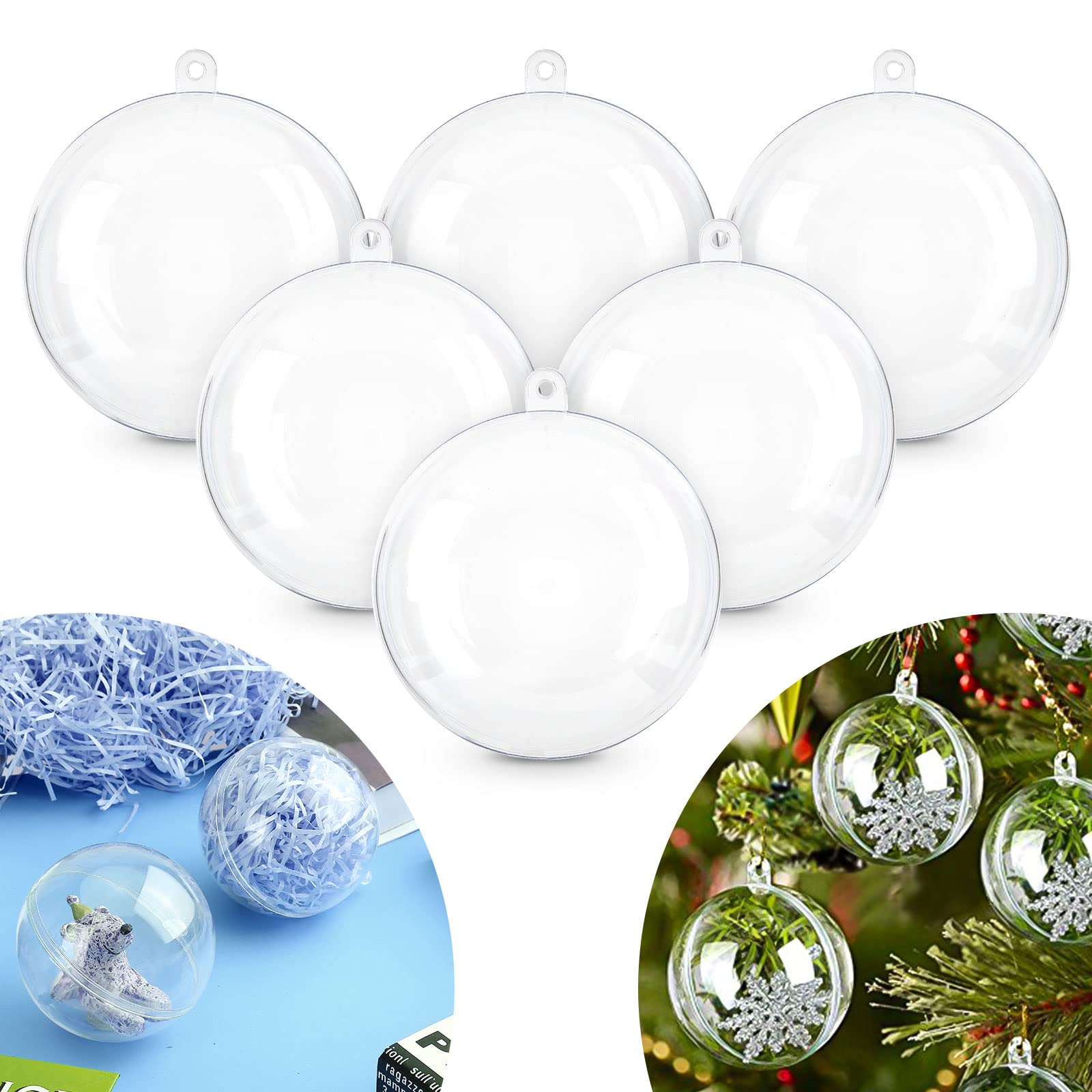 20pcs 3.14''/80mm Christmas Balls Clear Plastic Fillable Baubles Ball for Christmas Tree Ornaments Hanging Pendants Wedding Party Christmas Decorations Navidad.