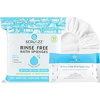 Scrubzz Rinse Free Bathing Sponges and Shampoo Cap Bundle for Eldery Bedridden and Post Surgery Patients