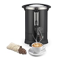 Commercial Coffee Urn, Hot Water Dispenser with Percolator, Stainless Steer Hot Beverage Thermos, Easy Two Way Dispenser,120 Cup-18L,Black