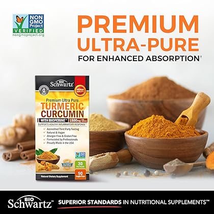 Turmeric Curcumin with BioPerine 1500mg - Natural Joint Support with 95% Standardized Curcuminoids & Black Pepper Extract for Ultra High Absorption & Potency - Non GMO - Gluten Free - 90 Capsules