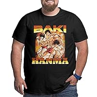 Anime Baki The Grappler Baki Hanma Big and Tall Shirt Men's Summer Crew Neck Short Sleeve Plus Size Cotton Tees