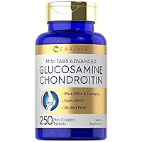 Carlyle Glucosamine Chondroitin MSM Turmeric | 250 Mini Tablets | Non-GMO and Gluten Free