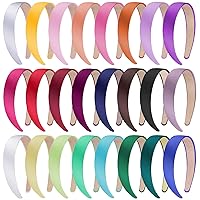 SIQUK 24 Pieces Satin Headbands 1 Inch Wide Headband Colorful Non-slip Hard Headbands for Women and Girls, 24 Colors