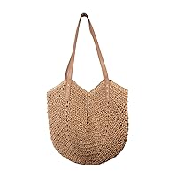 Oweisong Women Straw Beach Bag Large Summer Purse Woven Straw Handbags Tote Shoulder Bag for Vacation Travel