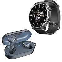 TOZO S5 Smartwatch (Answer/Make Calls) Sport Mode Fitness Watch, Black + T10 Wireless Bluetooth in-Ear Headphones Blue
