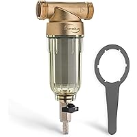 iSpring WSP-1000SL Reusable Whole House Spin Down Sediment Water Filter, Siliphos Helps Prevent Scale and Corrosion, 1