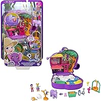 Polly Pocket Compact Playset, Elephant Adventure with 2 Micro Dolls & Accessories, Travel Toys with Surprise Reveals