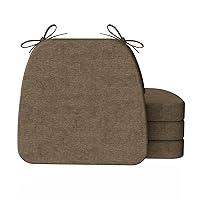 AAAAAcessories D-Shaped Chair Cushions for Dining Chairs with Ties and Removable Cover, 2'' Thick Dining Kitchen Chair Pads, Indoor Dining Room Chair Cushions, 17'' x 16'', 4 Pack, Taupe