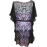 Women's Plus Size Dress 18/20 Black Purple Feather Print