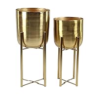 CosmoLiving by Cosmopolitan Metal Indoor Outdoor Planter Dome Large Planter Pot with Removable Stand, Set of 2 Planters 19