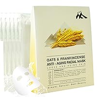 Custom-Made Oats and Frankincense Anti-Aging Facial Sheet Mask, for Beauty Skin, Firmness, Moisturizing, and for Dry Skin, Loose, Anti-Wrinkle - 0.84 oz (Pack of 5), made by the