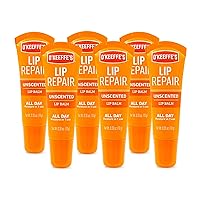 O'Keeffe's Unscented Lip Repair Lip Balm for Dry, Cracked Lips, .35 Ounce Tube, (Pack of 6)