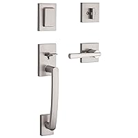 Baldwin Spyglass , Front Entry Handleset with Interior Lever, Featuring SmartKey Deadbolt Re-Key Technology and Microban Protection, in Satin Nickel