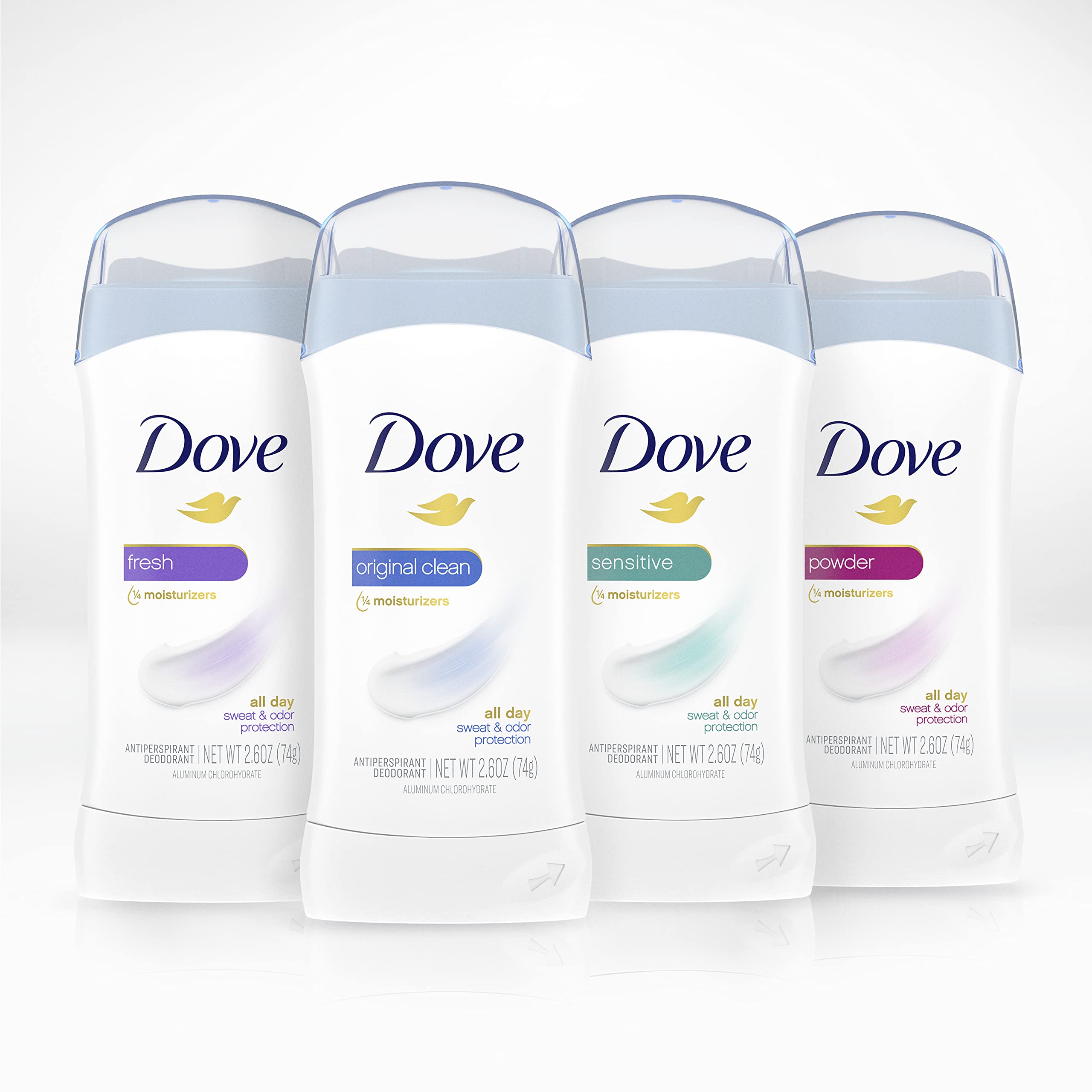 Dove Invisible Solid Antiperspirant Deodorant Stick for Women, Fresh, For All Day Underarm Sweat & Odor Protection 2.6 oz, 2 Count