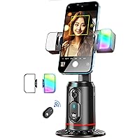 Auto Face Tracking Phone Holder, 360° Rotation Face Body Phone Tripod Smart Shooting Camera Mount with Rechargeable Remote and Light for Live Vlog Streaming Video, Rechargeable Battery