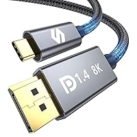 Silkland USB C to DisplayPort 1.4 Cable Thunderbolt 4/3 to DisplayPort 6.6FT [8K@60Hz, 4K@144Hz, 2K@240Hz] C to DP, 32.4Gbps Compatible for MacBook Pro M1/M2/M3, Mac Mini, Odyssey G8/G9, LG Ultrawide