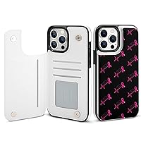 Faith Heartbeat Ribbon,Breast Cancer Wallet Case for iPhone 13/13Pro/13Pro Max/13 Mini with Card Pockets Back Flip Stand Cover PU Leather