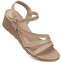 SWQZVT Wedge Sandals Women Dressy: Summer Low Wedges Comfort Sandal - Comfortable Strappy Casual Womens Sandals