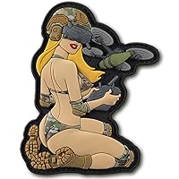 M-Tac Morale Patch Tactical Girl - PVC Tactical Military Patch with Hook Fastener Backing - Patches for Vest, Backpacks, Hats (Yellow/MC V2)
