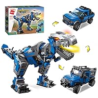 QMAN Creator 3in1 STEM Building Blocks Toy for Boys 6-12, Mechanical T-Rex/Pickup Trucks/Off-Road Vehicle Bricks Building Kit, Educational Toy for Kids 4-7, Best Gifts for 12-15 yrs Boys