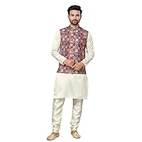 Classy Indian Heavy Cotton Digital Man's Printed Kurta Pajama Set 3649 (Cotton, 3)