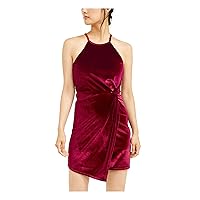 Womens Red Sleeveless Mini Faux Wrap Evening Dress Juniors 13