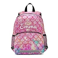 Mermaid Custom Kid's Backpack Personalized Backpack with Name/Text Preschool Backpack Toddler Backpack for Girls Boys School Backpack for Girls with Chest Strap