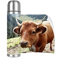 Stainless Steel Vacuum Insulated Mug, Animal Cow Cattle Livestock Print Thermos Water Bottle for Hot and Cold Drinks Kids Adults 17 Oz