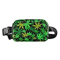 Green Marijuana Fanny Pack for Women Men Belt Bag Crossbody Waist Pouch Waterproof Everywhere Purse Fashion Sling Bag for Outdoor Travel