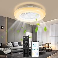 Yakimz Ceiling Fan with Lighting 80 W, 6 Adjustable Wind Speeds, Continuously Dimmable, 55 cm LED Fan Light with Remote Control and App, Summer and Winter Mode, Timer, 3000-6500 K