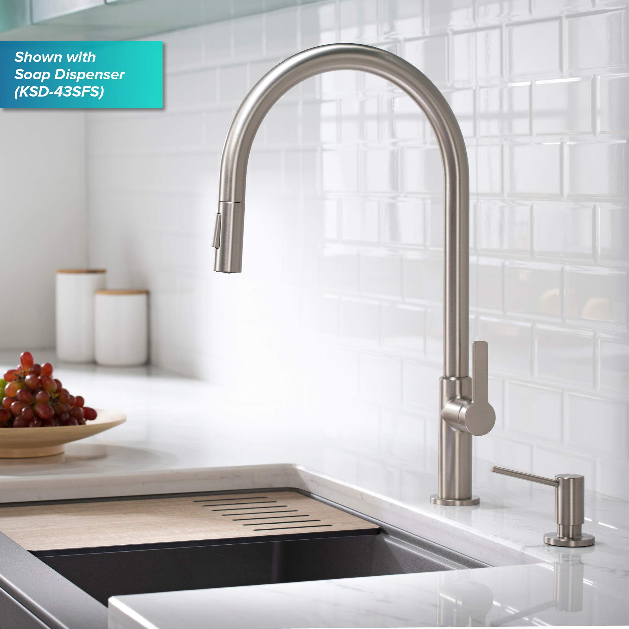 Kraus KPF-2821SFS Oletto High-Arc Single Handle Pull-Down Kitchen Faucet, 21 Inch, Spot Free Stainless Steel