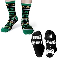 Do Not Disturb I'm Gaming Socks For Mens,Birthday Gifts For Him and St Patricks Day Socks, Saint Patricks Day Green Socks Men Shamrock Socks Mens Novelty Socks Funny Holiday Socks for Women