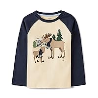 Gymboree Boys' and Toddler Fall and Holiday Embroidered Graphic Long Sleeve T-Shirts