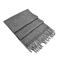 100% Pure Cashmere Winter Scarves Warm Soft Fringed Edges for Men(Grey)