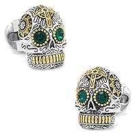 Sterling Silver and Gold Day of the Dead Skull Cufflinks