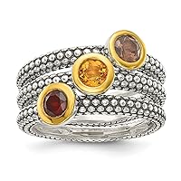 925 Sterling Silver With 14ct Gemstone 3 Stackable Rings Jewelry for Women - Ring Size Options Range: L to P