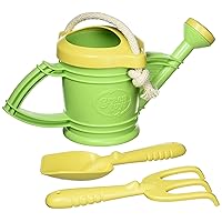 Watering Can, Green 4C - Pretend Play, Motor Skills, Kids Outdoor Role Play Toy. No BPA, phthalates, PVC. Dishwasher Safe, Recycled Plastic, Made in USA, Yellow